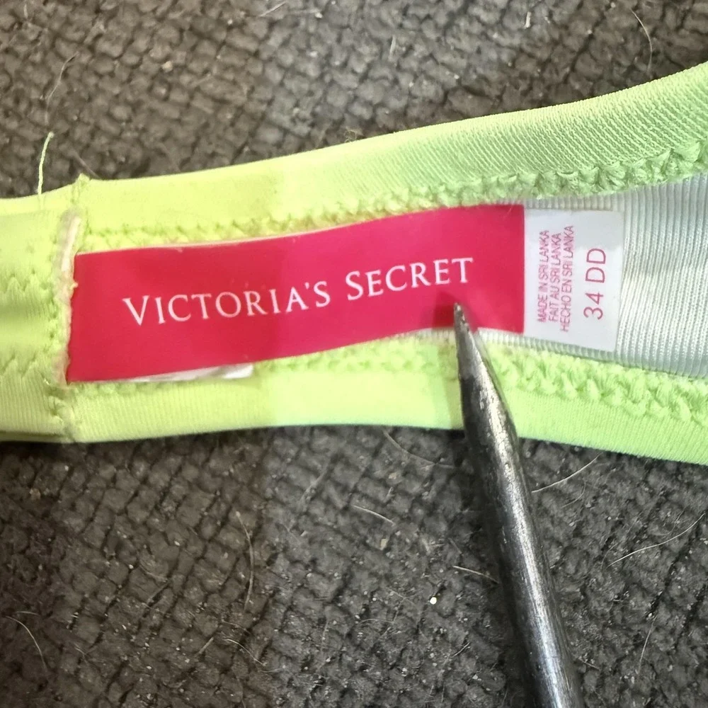 Victoria's Secret Bra Womens‎ 34DD Green Strapless Bandeau Padded Underwire Neon